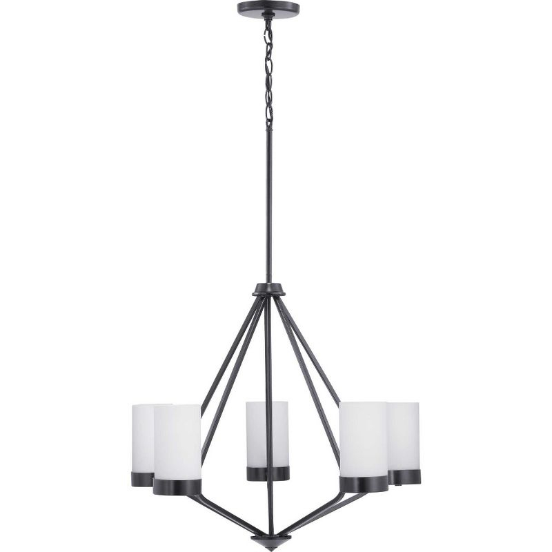 Progress Lighting Elevate 5-Light Chandelier, Steel, Matte Black, Glass Shades
