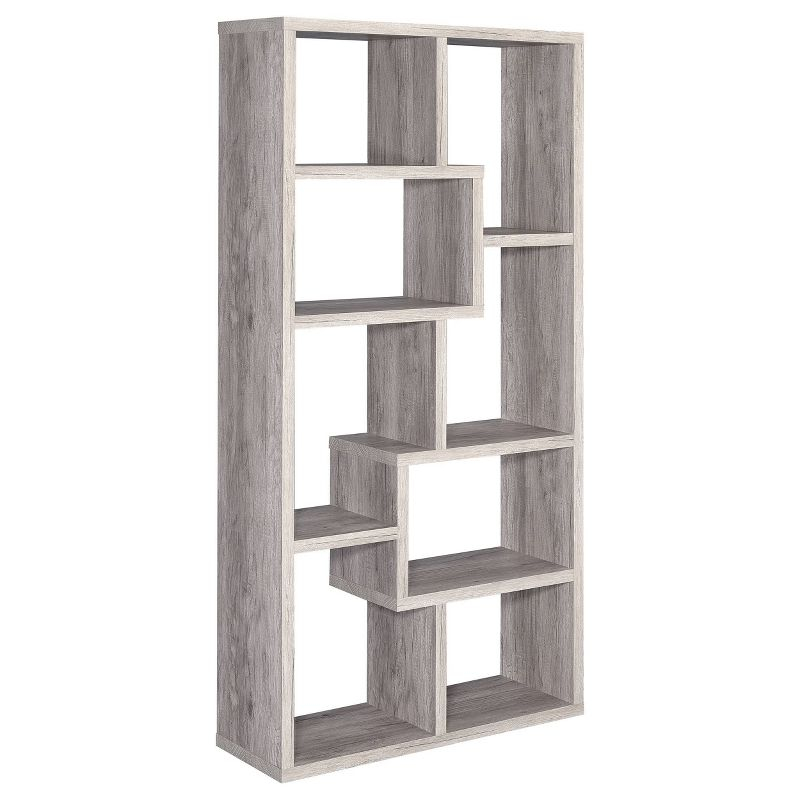 70.75" Theo 8 Shelf Bookcase Gray Driftwood - Coaster