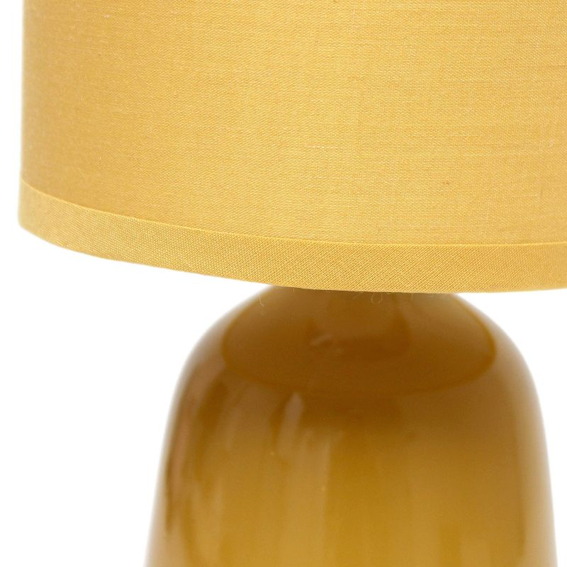 10.04" Traditional Ceramic Thimble Base Bedside Lamp with Fabric Shade - Simple Designs: For Kids' Bedroom & Office Desk