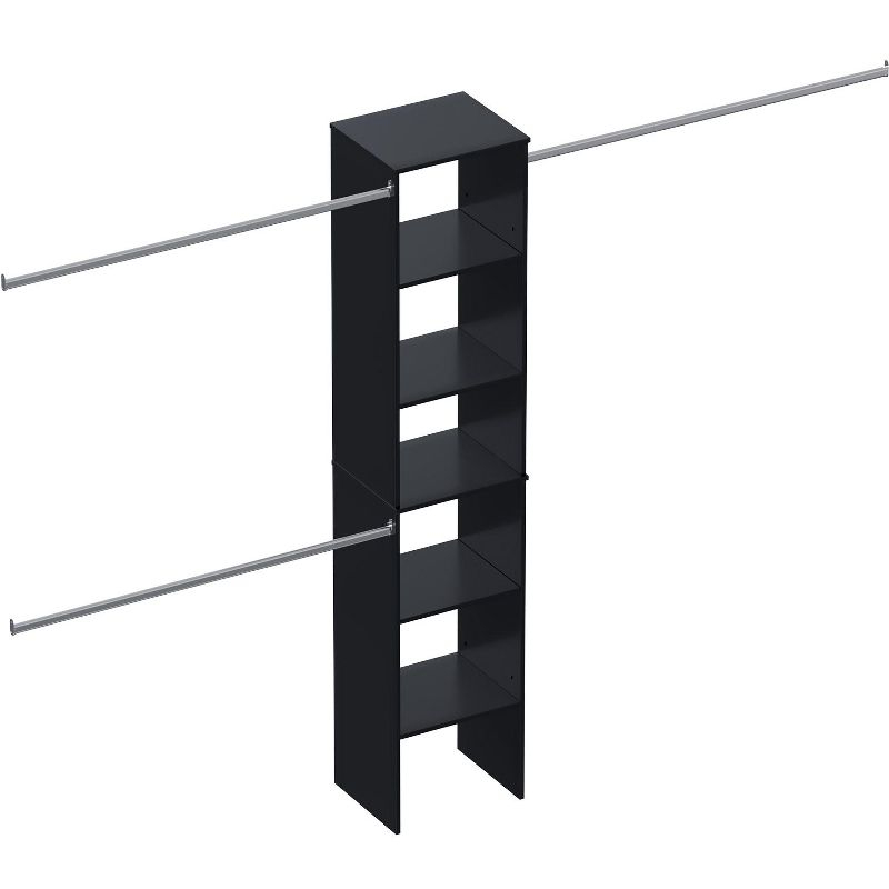 LOVMOR Wood Closet Organizer Starter Kit Tower with 3 Hang Rods