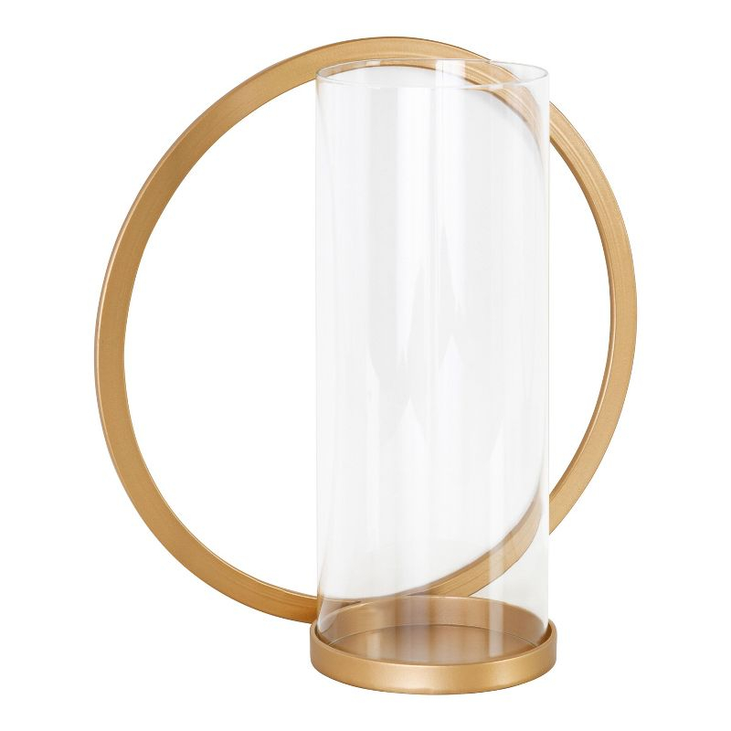 Kate and Laurel Khauli Round Metal Wall Sconce, 12" Diameter, Gold