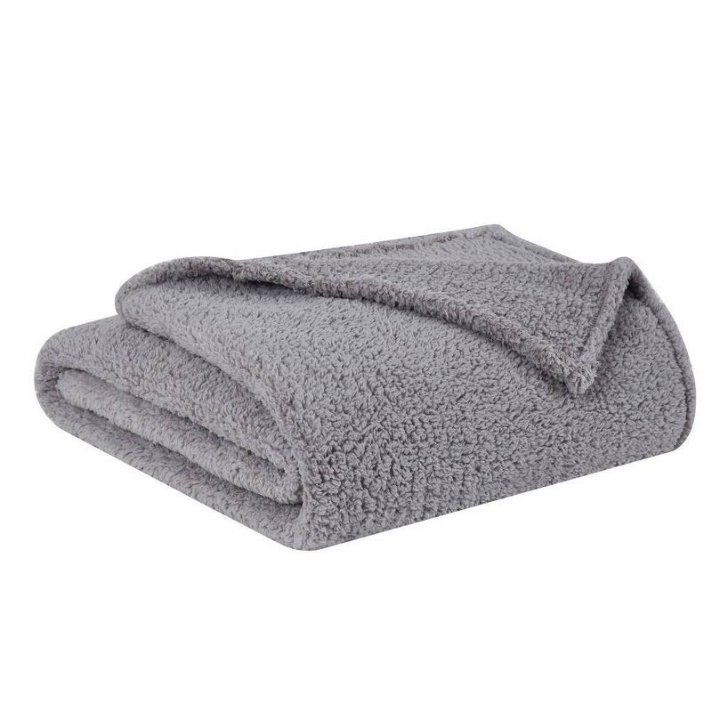 My World Cloud Faux Shearling Throw Blanket in Gray