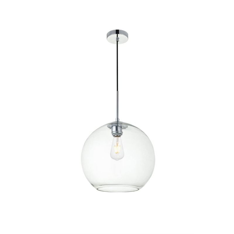 Elegant Lighting Baxter 1 Light Chrome Pendant With Clear Glass