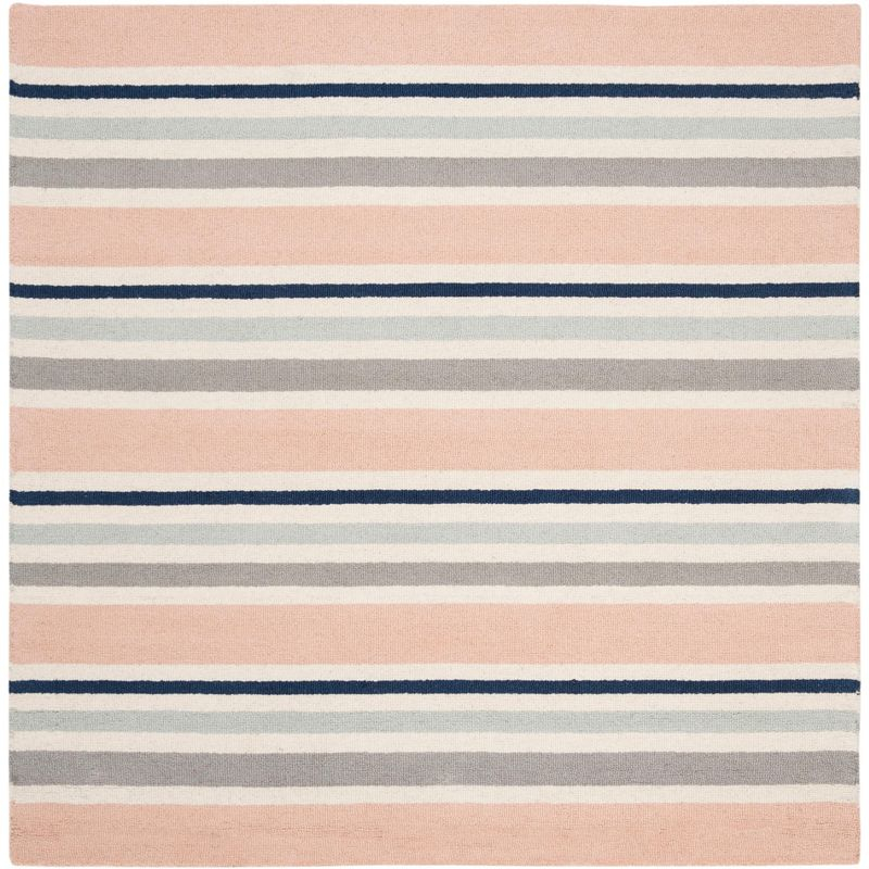 Safavieh Kids Multi Stripe SFK916 Hand Tufted Indoor Area Rug - Ivory/Multi - 5'x5' - Safavieh