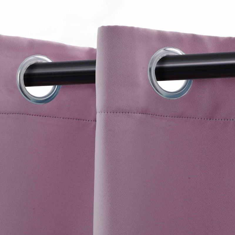Classic Modern Solid Room Darkening Semi-Blackout Curtains, Grommets, Set of 2, 42"x63", Wisteria - Blue Nile Mills