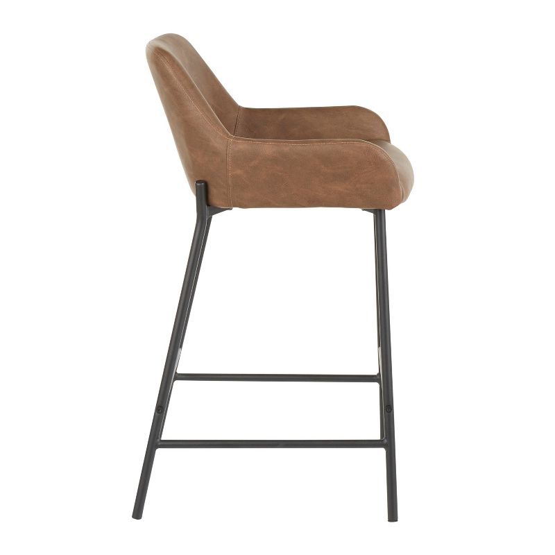 Set of 2 Daniella Industrial Counter Height Barstool Espresso: LumiSource, Faux Leather, Metal Frame, 250lb Capacity
