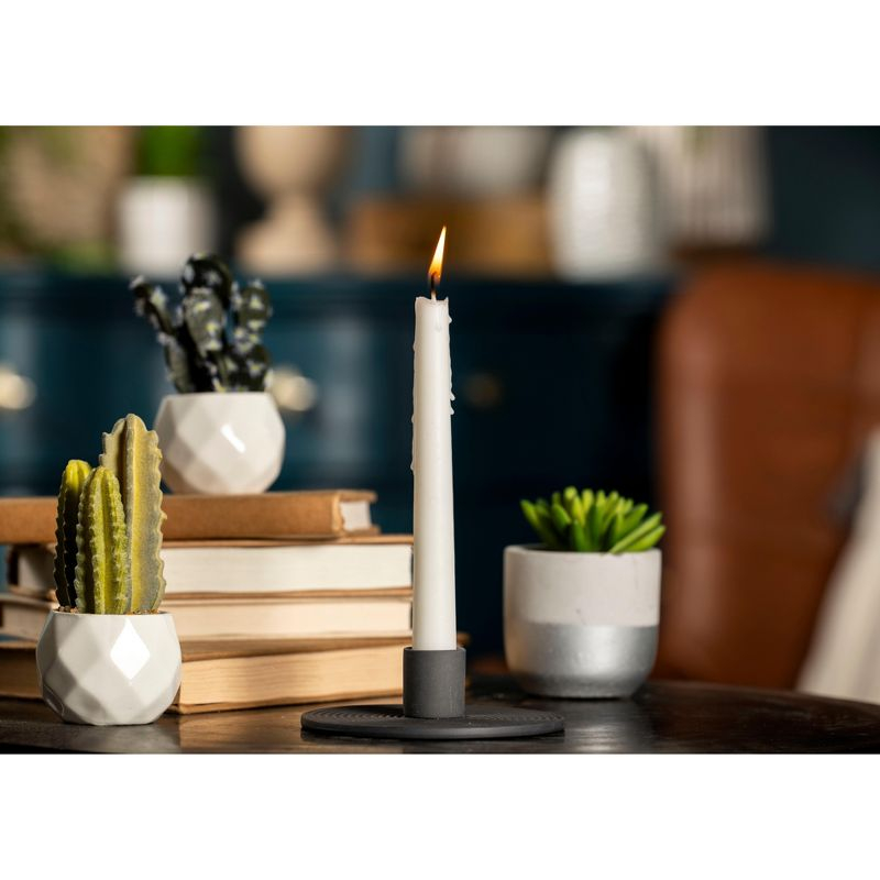 Elanze Designs Ribbed Ceramic , Mantle Decorations, Dining Table Centerpiece, Artisan, Candlestick Holder for Tapered Candles, Pack of 2, Black