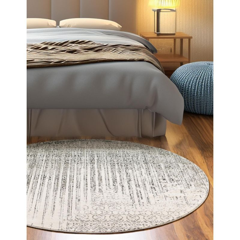 Unique Loom Del Mar Collection Area Rug - Jennifer (3' 3" Round Gray/Black)