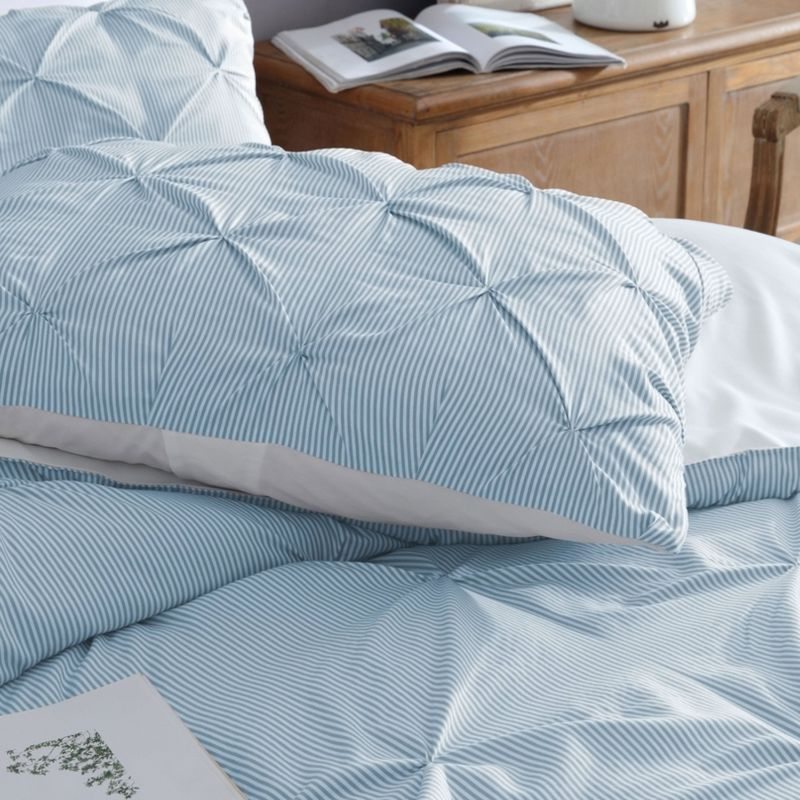 Swift Home | Striped Pintuck 2-Piece Comforter Set Rose Twin/Twin XL