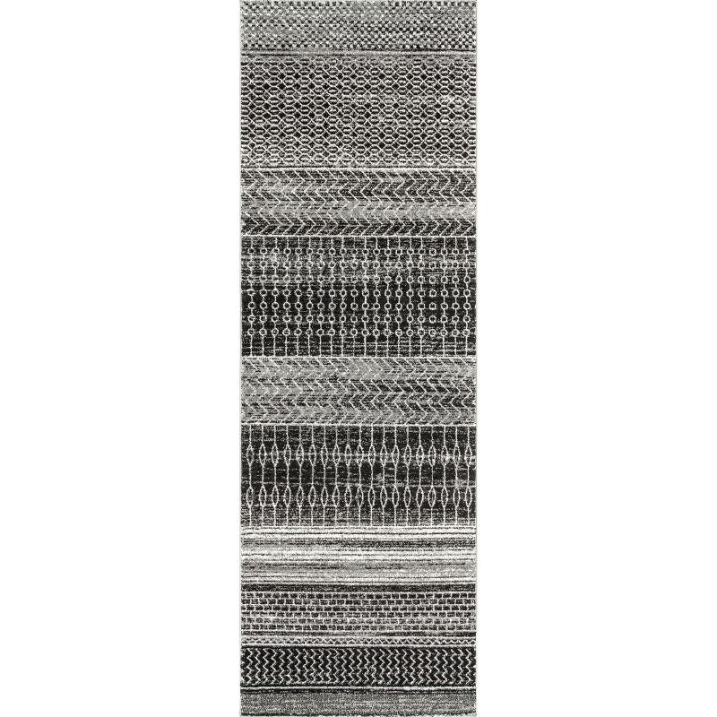Nuloom Nova Striped 2x14 Runner Indoor Area Rug for Living Room Bedroom Dining Room Entryway Hallway Kitchen, Dark Grey/Ivory
