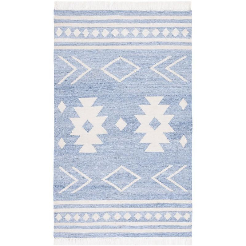 Kilim KLM764 Hand Woven Area Rug - Blue/Ivory - 3'x5' - Safavieh.