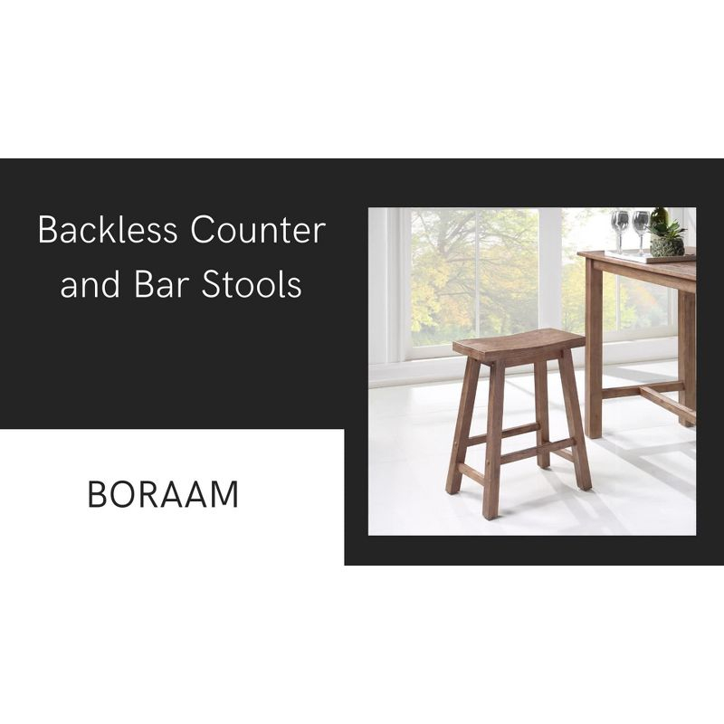 29" Rush Seat Hardwood Barstool White - Boraam: Solid Frame, Double Stretcher Bars, Handwoven Seat