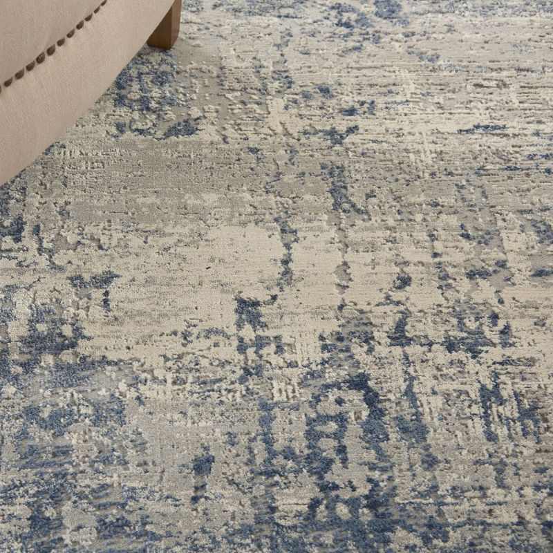 Nourison Rustic Textures Abstract Indoor Area Rug Ivory Blue 5'3" x 7'3"