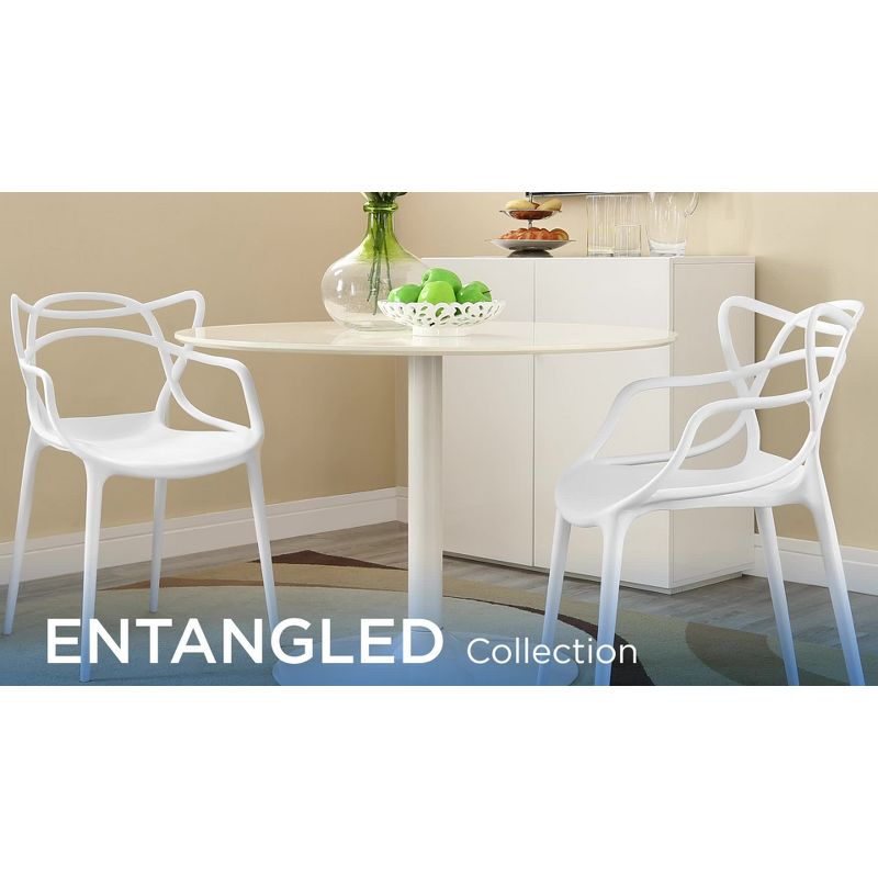 Modway Entangled Dining Armchair White : Modern Plastic, No Assembly, Spot Clean, 330lb Capacity