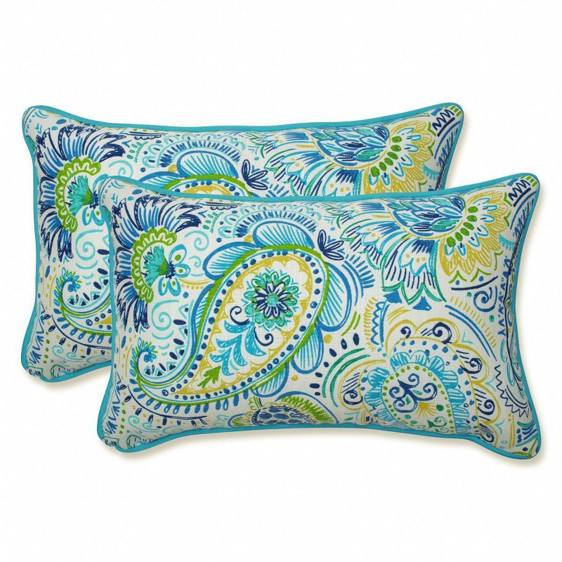 Pillow Perfect Gilford Paisley Indoor/Outdoor Reversible Throw Pillow (Set of 2)