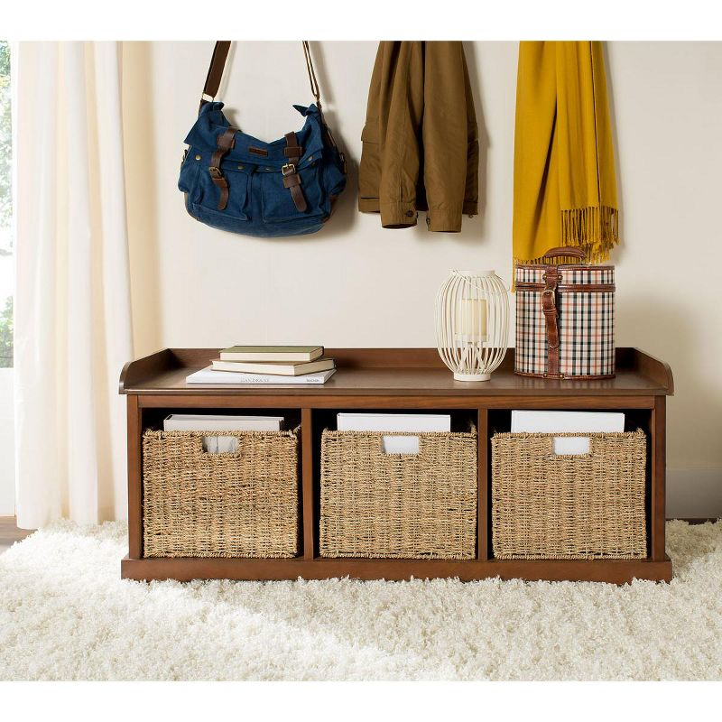 Lonan  Wicker Storage Bench - Brown - Safavieh