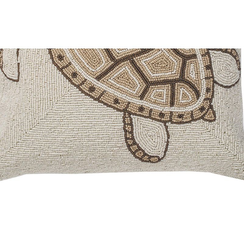 C&F Home 16" x 16" Natural Turtle Hand Beaded Throw Pillow