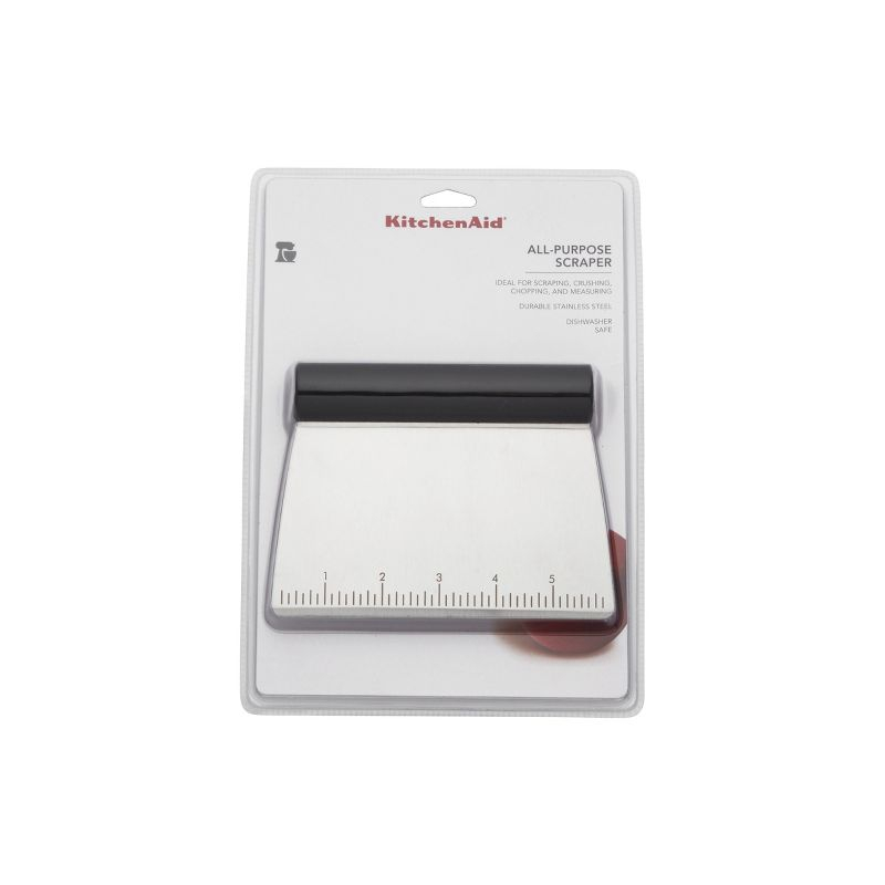 KitchenAid All Purpose Scraper: Black, Dishwasher-Safe, Rubberized Handles, Food & Pastry Scraper, Stainless Steel