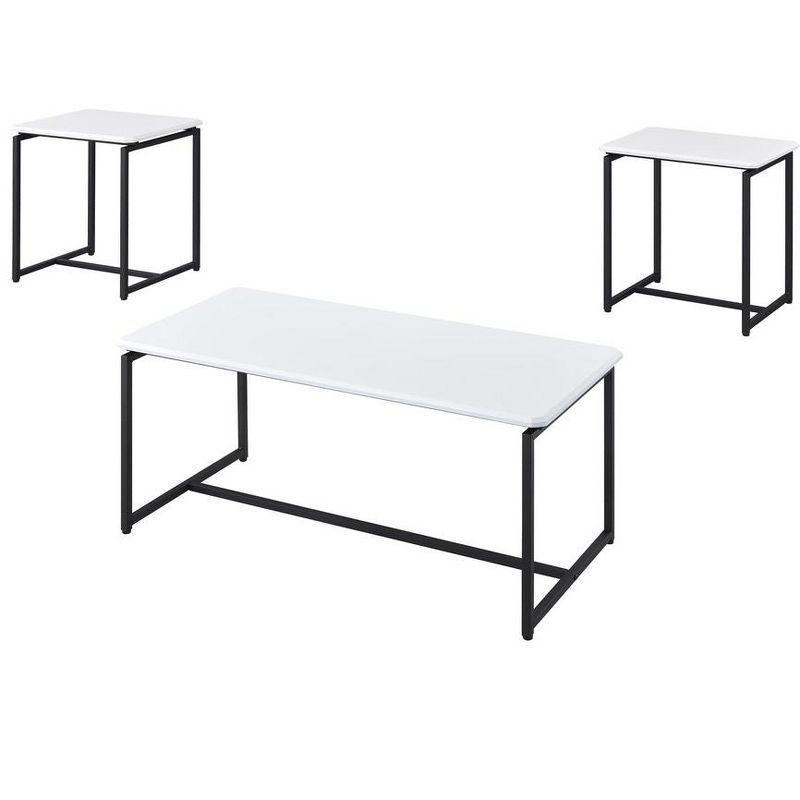 HOMLUX 3 PCS Coffee Table Set Sofa Side Table with 2 Square End Table,White