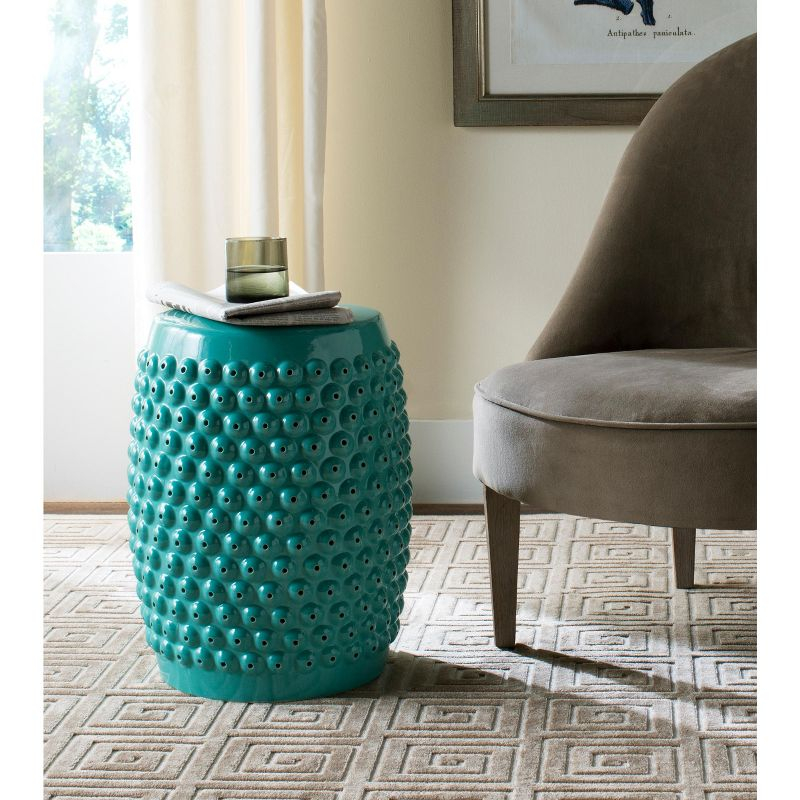 Stella Nailhead Garden Stool - Indoor/Outdoor - ACS4530 - Blue - Safavieh