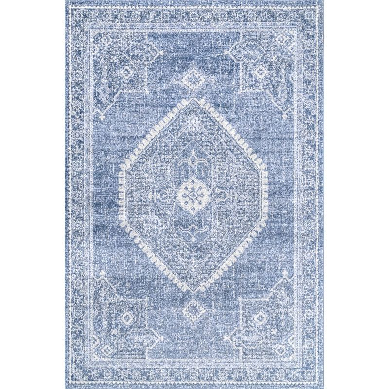 Nuloom Isla Medallion 4x6 Indoor Area Rug for Living Room Bedroom Dining Room Kitchen, Blue/Ivory