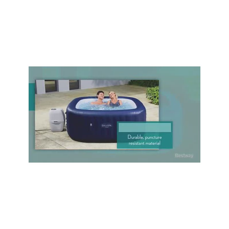 Bestway SaluSpa AirJet 4 to 6 Person Inflatable Hot Tub Square Portable Outdoor Spa with 140 Soothing AirJets and Cover, Brown