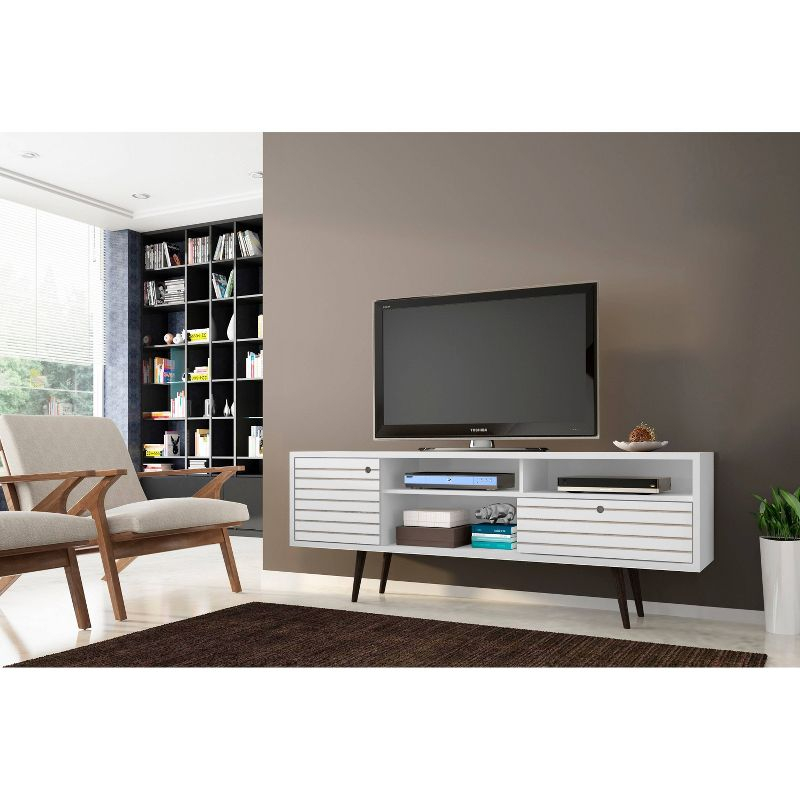 Liberty 3 Shelf and 1 Drawer TV Stand for TVs up to 65" White - Manhattan Comfort: Media Console with Cable Management