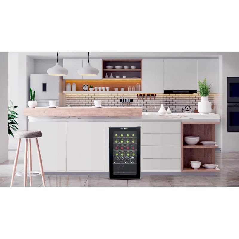 BLACK+DECKER 6 Bottle Wine Fridge, Thermoelectric Small Wine Cooler, Mini Wine Fridge with Triple Pane Clear Glass Door