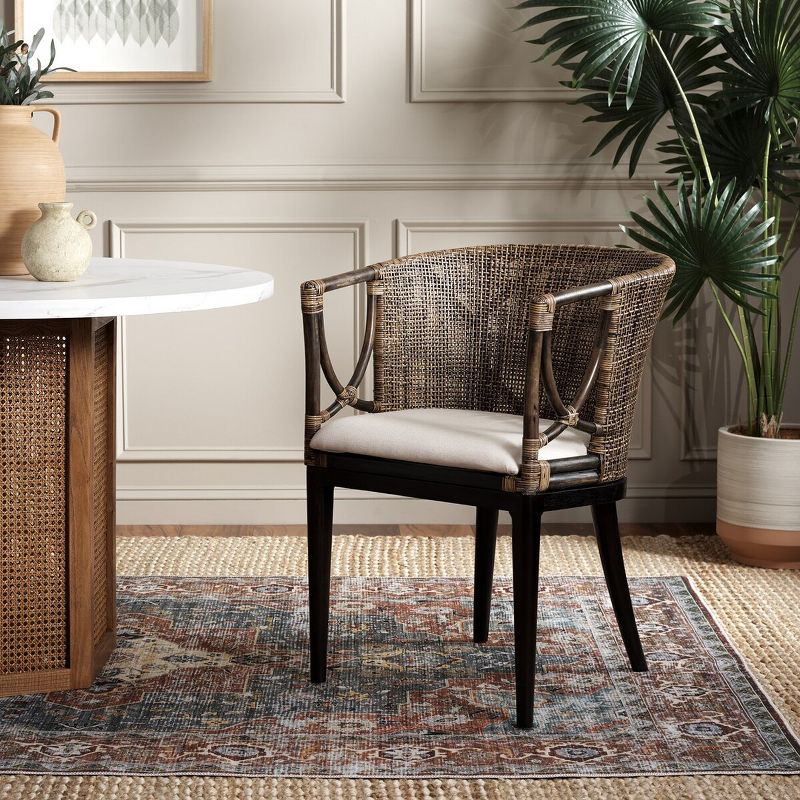 Beningo Arm Chair - SEA4001A - Brown/White - Safavieh