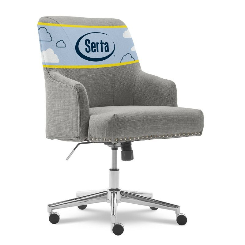 Style Leighton Home Office Chair Medium Gray - Serta: Swivel, Adjustable, Wheeled