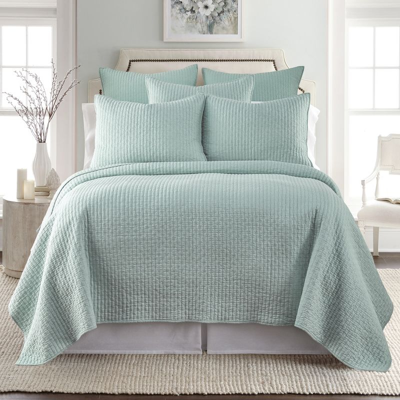 Cross Stitch Blue Haze Twin Quilt Set
