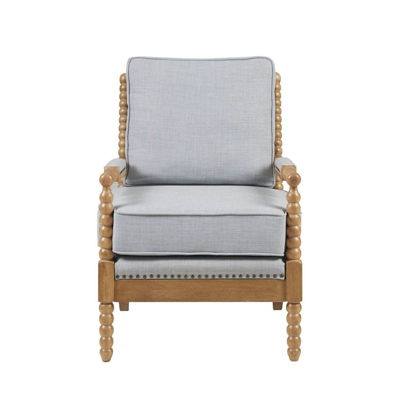 Lyla Accent Chair Light Blue - Madison Park: Elegant Upholstered Bronze Nailhead Trim