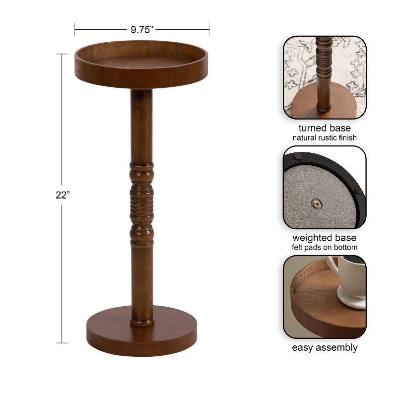 Kate and Laurel Bellport Pedestal End Table, 10x10x22, Rustic Brown