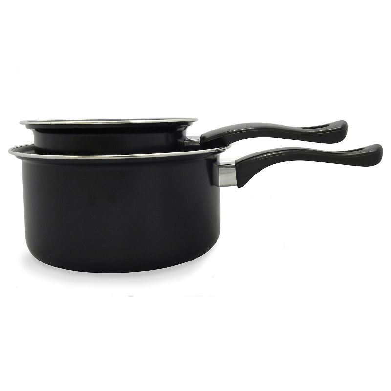 Brentwood 2-Piece Nonstick Carbon Steel Saucepan Set in Black