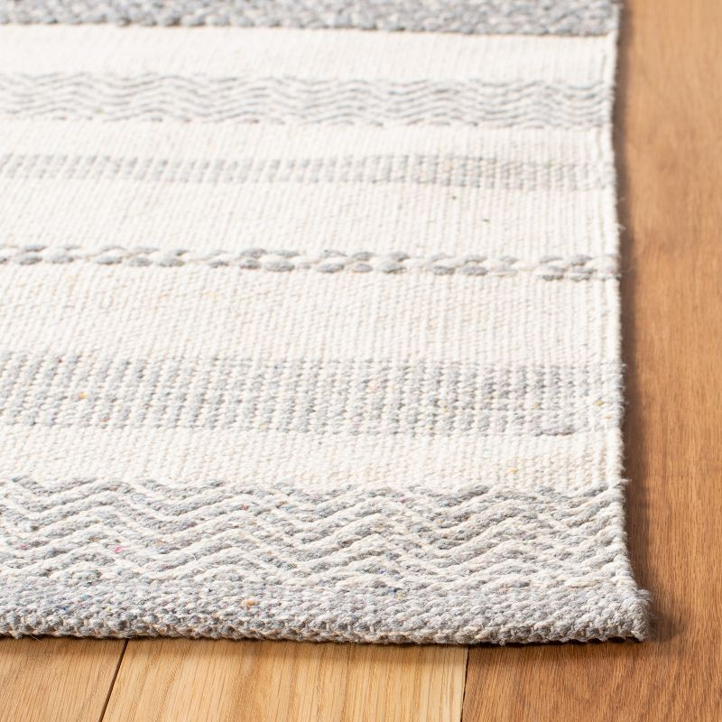 Striped Kilim STK501 Hand Woven Area Rug - Ivory/Grey - 8'x10' - Safavieh.