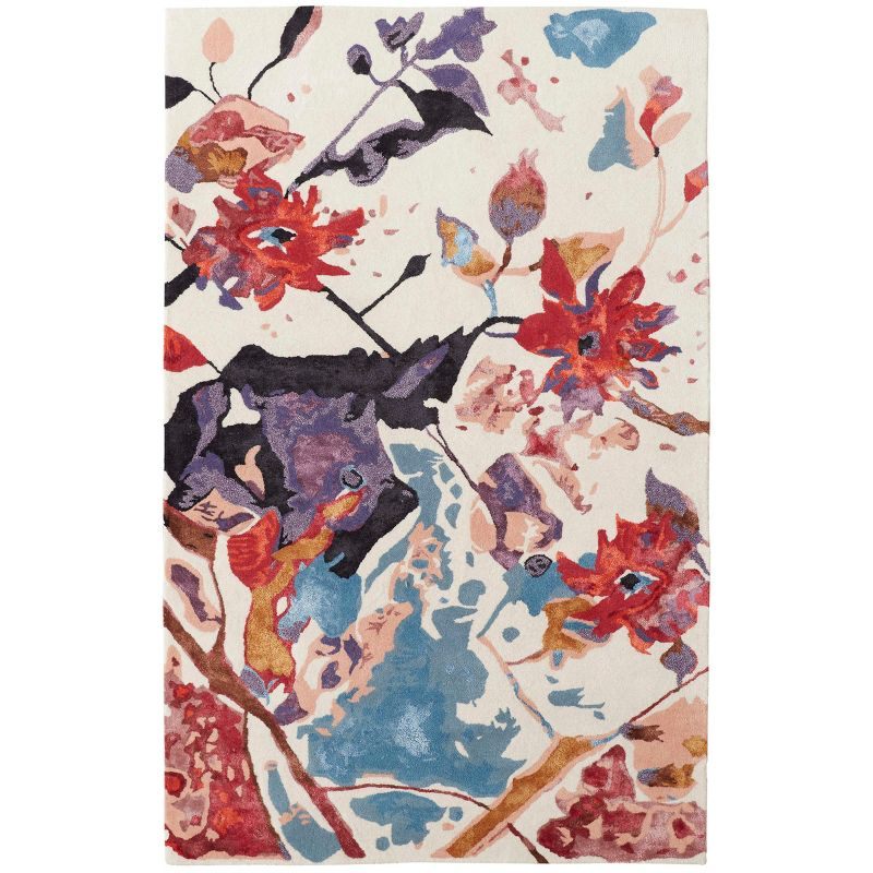 Dafney Transitional Floral & Botanical Red/Blue/Purple Area Rug