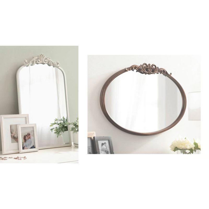 Kate & Laurel All Things Decor 24"x36" Arendahl Traditional Scallop Mirror Gold: Baroque-Inspired, No Assembly Required, Wall Mount