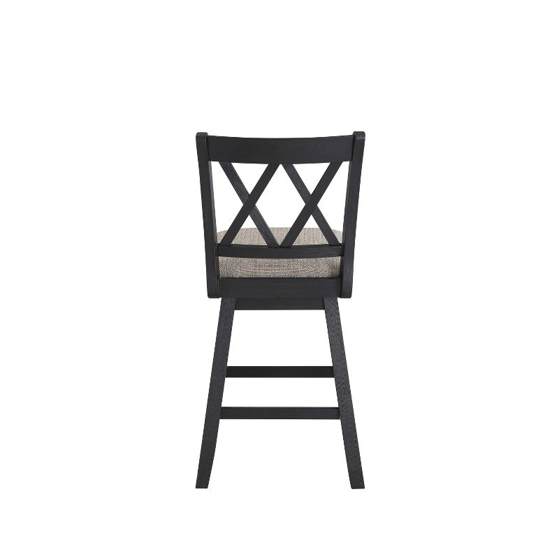 Home 2 Office 24" Brookline Xx Back Swivel Counter Height Barstool Distressed Black: Upholstered, Wood Frame, Footrest