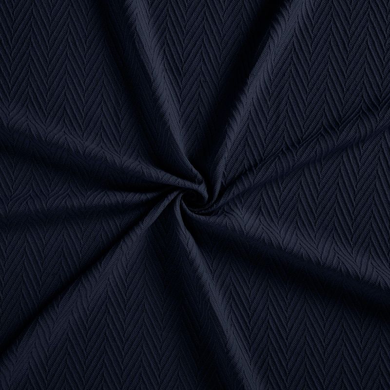 Chevron Zig-Zag Cotton Blanket, Full/Queen, Navy Blue - Blue Nile Mills