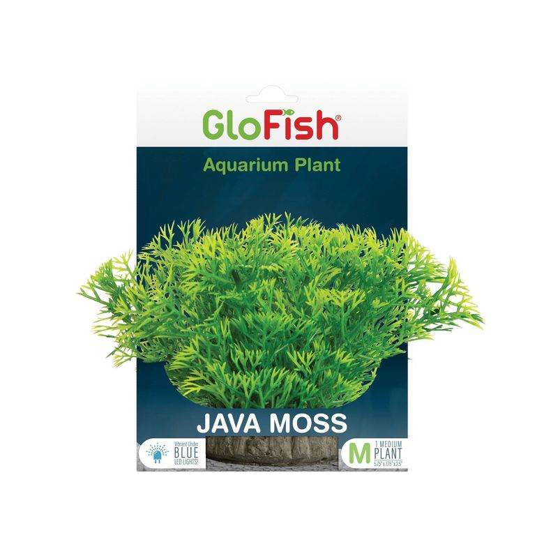 GloFish Green Medium Fluorescent Under Blue LED Light Java Moss Plant Aquarium Decor