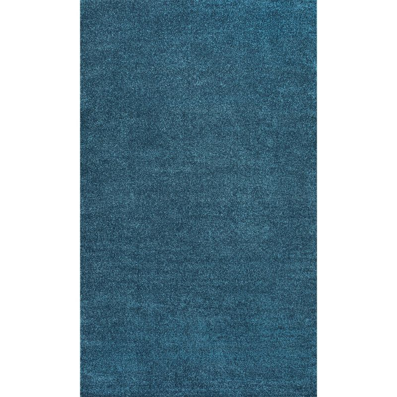 8'x10' Haze Solid Low-Pile Area Rug, Turquoise - JONATHAN Y