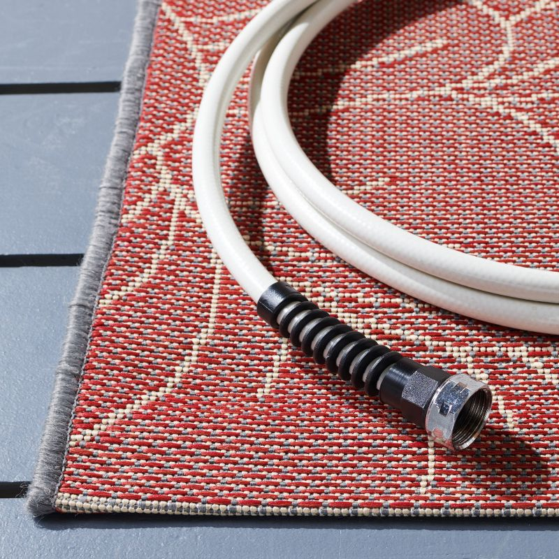 Courtyard CY7321 Power Loomed Indoor and Outdoor Area Rug - Anthracite/Red - 4'x5'7" - Safavieh