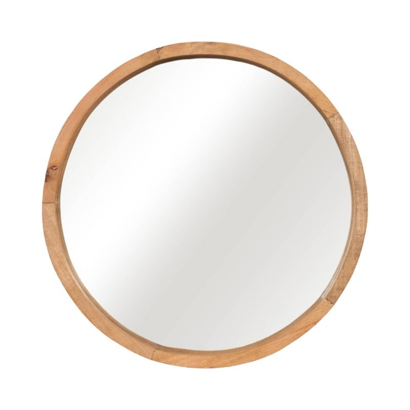 SAGEBROOK HOME 24" Round Mirror Brown: Acacia Wood Frame, Contemporary Wall Decor, UL Listed