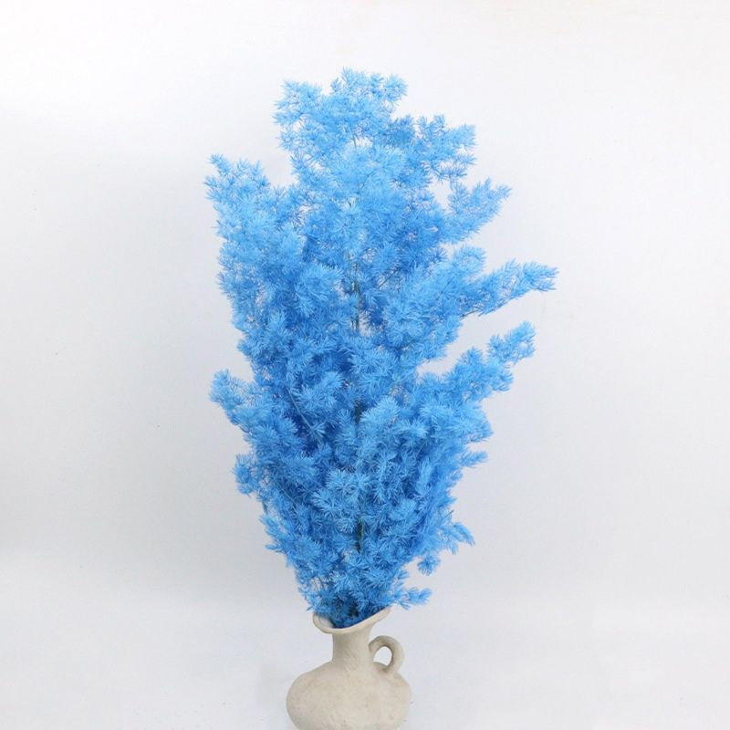 Alilang Decorative Dried Fine Leaf Stems for Home Decoration and Floral Arrangements, 17.7 Inches - Light Blue