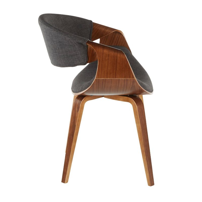LumiSource Curvo Mid-Century Modern Dining Accent Chair Charcoal Gray: Upholstered, Wood Legs, Polyester