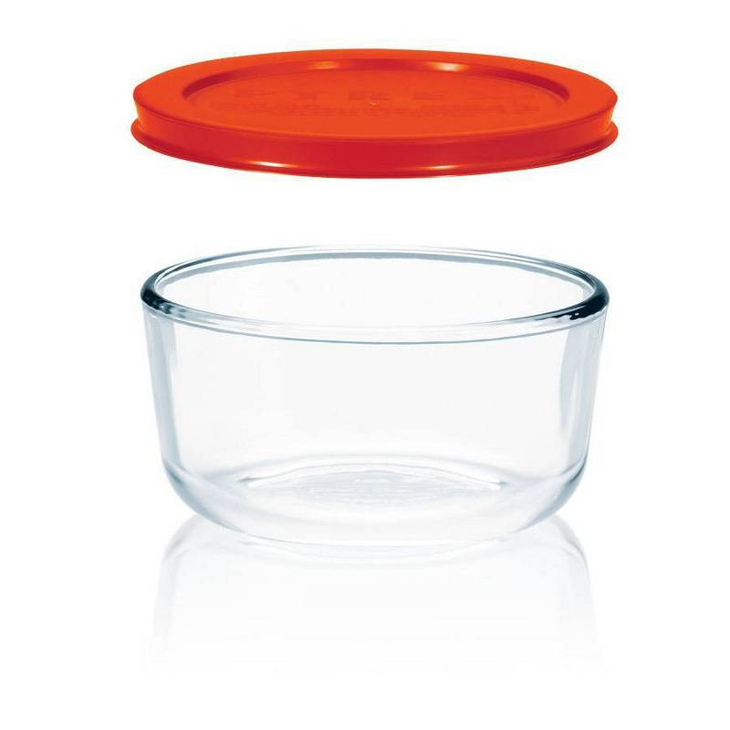 Pyrex 2 Cup 6pc Round Glass Food Storage Value Pack Red: Glass Storage Containers with Lids, Microwave & Dishwasher Safe