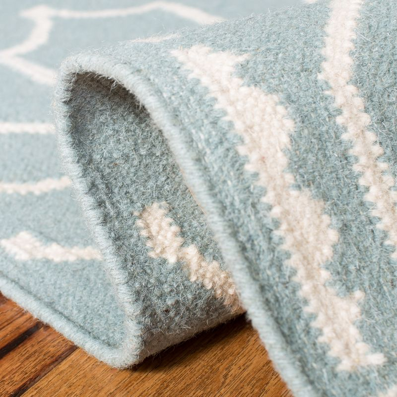 Dhurries DHU637 Hand Woven Runner Rug - Light Blue/Ivory - 2'6"x12' - Safavieh.