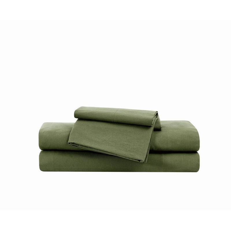 Brooklyn Loom Full 4pc Essential Cotton Sheet Set Green