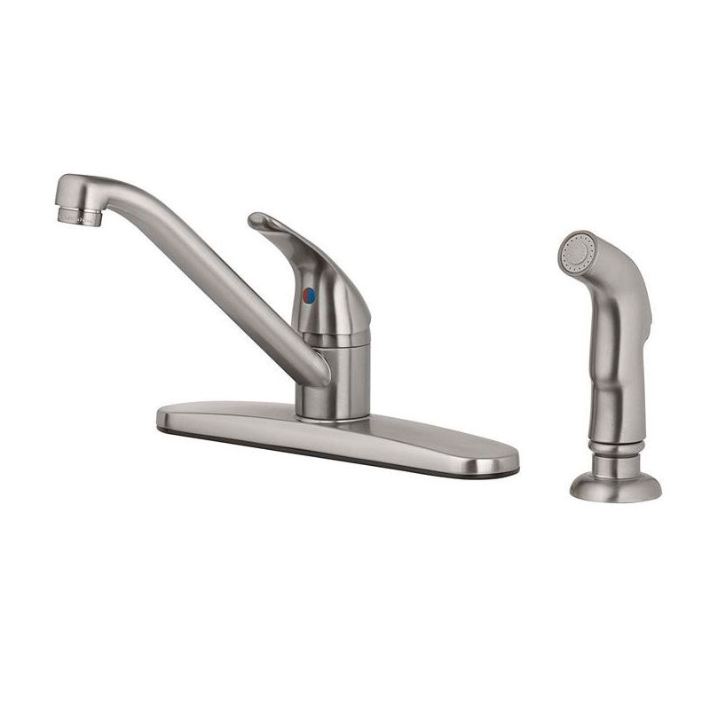 OakBrook Essentials One Handle Brushed Nickel Kitchen Faucet Side Sprayer Included Model No. 67210-2504