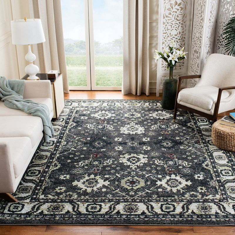 Vintage Hamadan VTH214 Power Loomed Indoor Area Rug - Dark Grey/Ivory - 5'3"x7'6" - Safavieh.